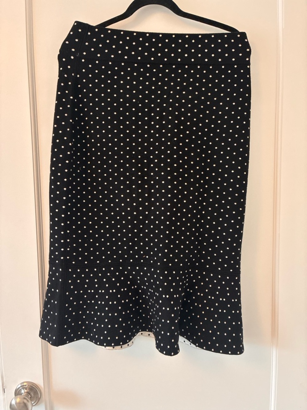Club Monaco Reversible Polka Dot White/Black Skirt with Flared Hem